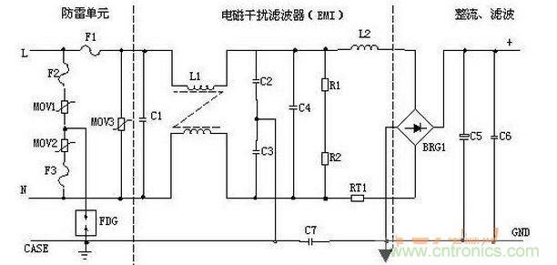 輸入濾波、整流回路原理圖
