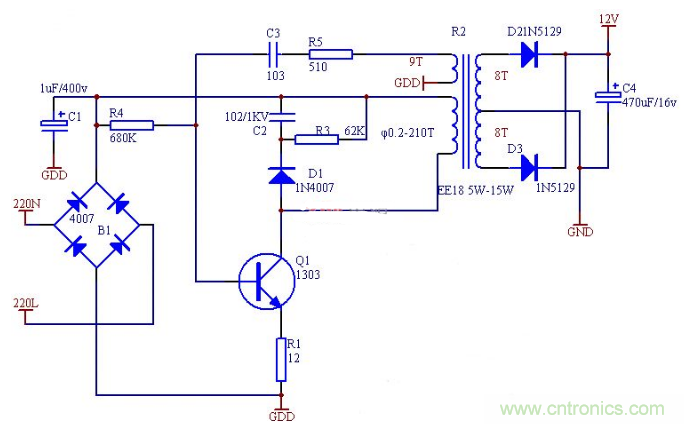 六款簡單的開關(guān)電源電路設(shè)計(jì)，內(nèi)附原理圖詳解